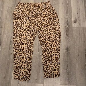 Leopard paper bag pants.